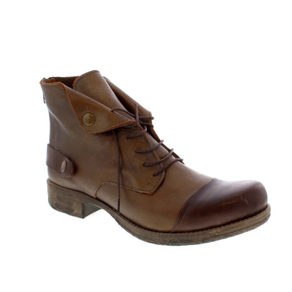 Bueno Sunderland Metallic Two Tone Brown Zipper Laces Ankle Leather Boots-Size 7